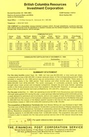 British Columbia Resources Investment Corporation. Financials. 1984-12-31 1984 cover