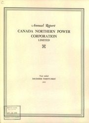 Canada Northern Power Corporation Limited 1952 cover