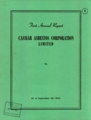 Cassiar Asbestos Corporation Limited 1952 cover