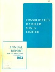 Consolidated Rambler Mines, Ltd 1973 cover