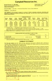 Campbell Resources Inc. Financials. 1985-6-30 1985 cover