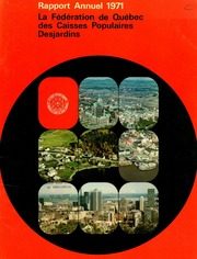Fédération des caisses populaires Desjardins de Montréal et de l'Ouest-du-Québec 1971 cover