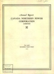 Canada Northern Power Corporation Limited 1953 cover