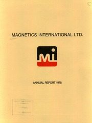 Magnetics International Incorporated 1978 cover