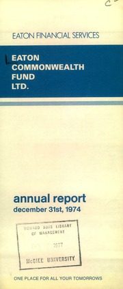 Eaton Bay Commonwealth Fund Limited 1974 cover