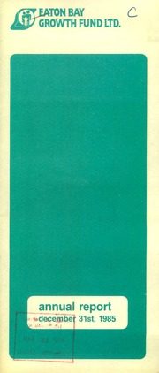 Eaton Growth Fund Limited 1985 cover