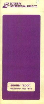 Eaton Bay International Fund Limited 1985 cover