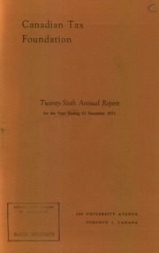 Canadian Tax Foundation 1971 cover