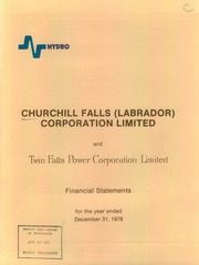 Churchill Falls (Labrador) Corp. Ltd 1978 cover