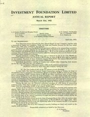 Investment Foundation Limited 1952 cover