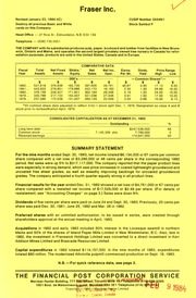 Fraser Inc. Financials. 1982-12-31 1982 cover