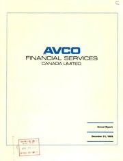 Avco Financial Services Canada Ltd 1985 cover