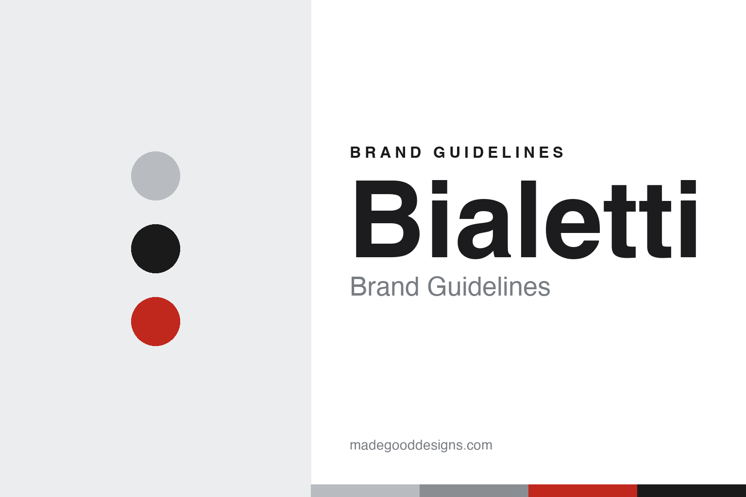 Bialetti brand guidelines — aluminium-and-red Moka homage