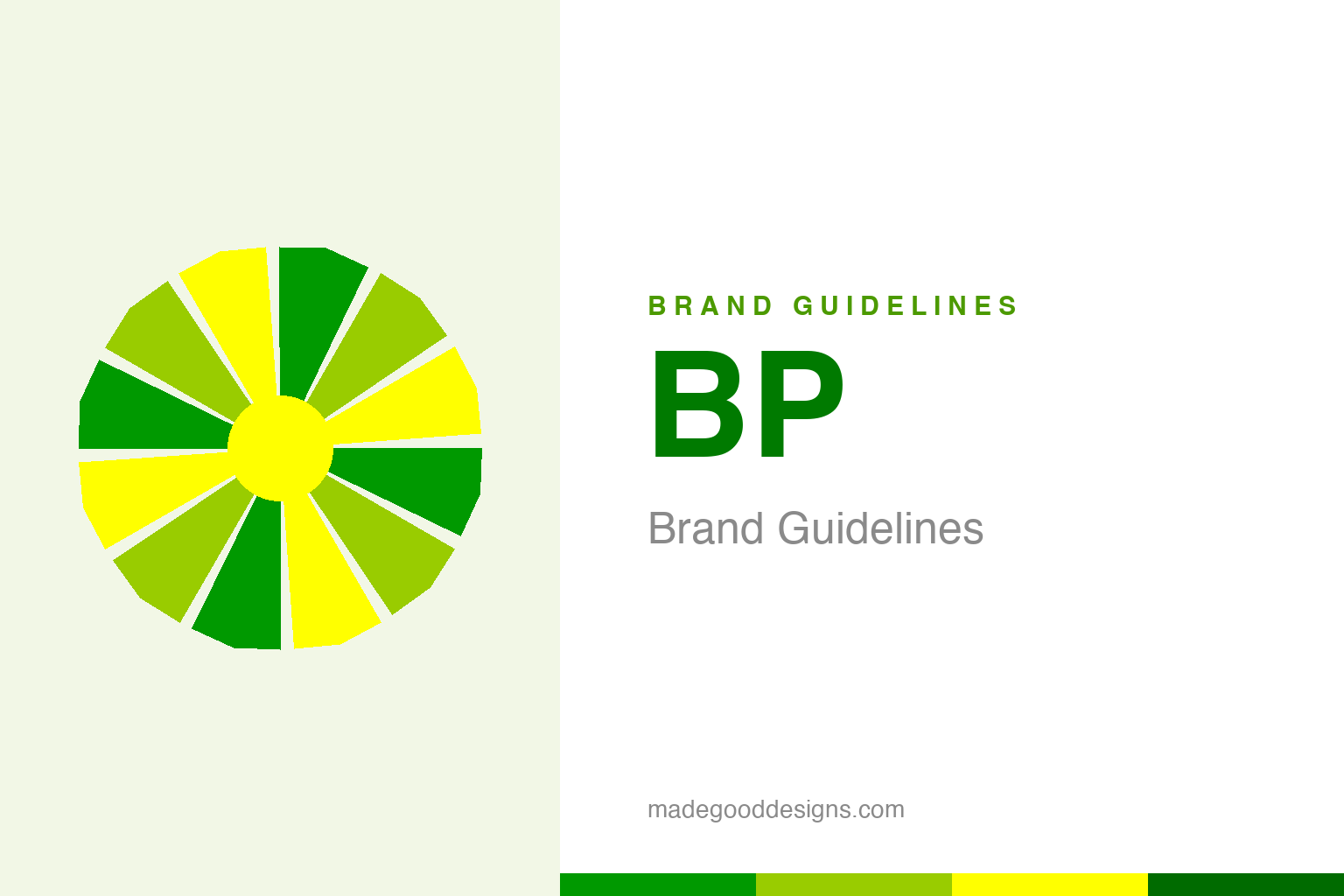 Abstract green and yellow sun homage for a BP brand guidelines field guide