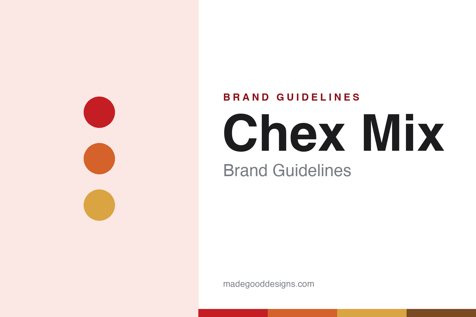 Chex Mix brand guidelines — abstract savory-party homage cover (palette dots and swatches; not the Chex Mix logo)