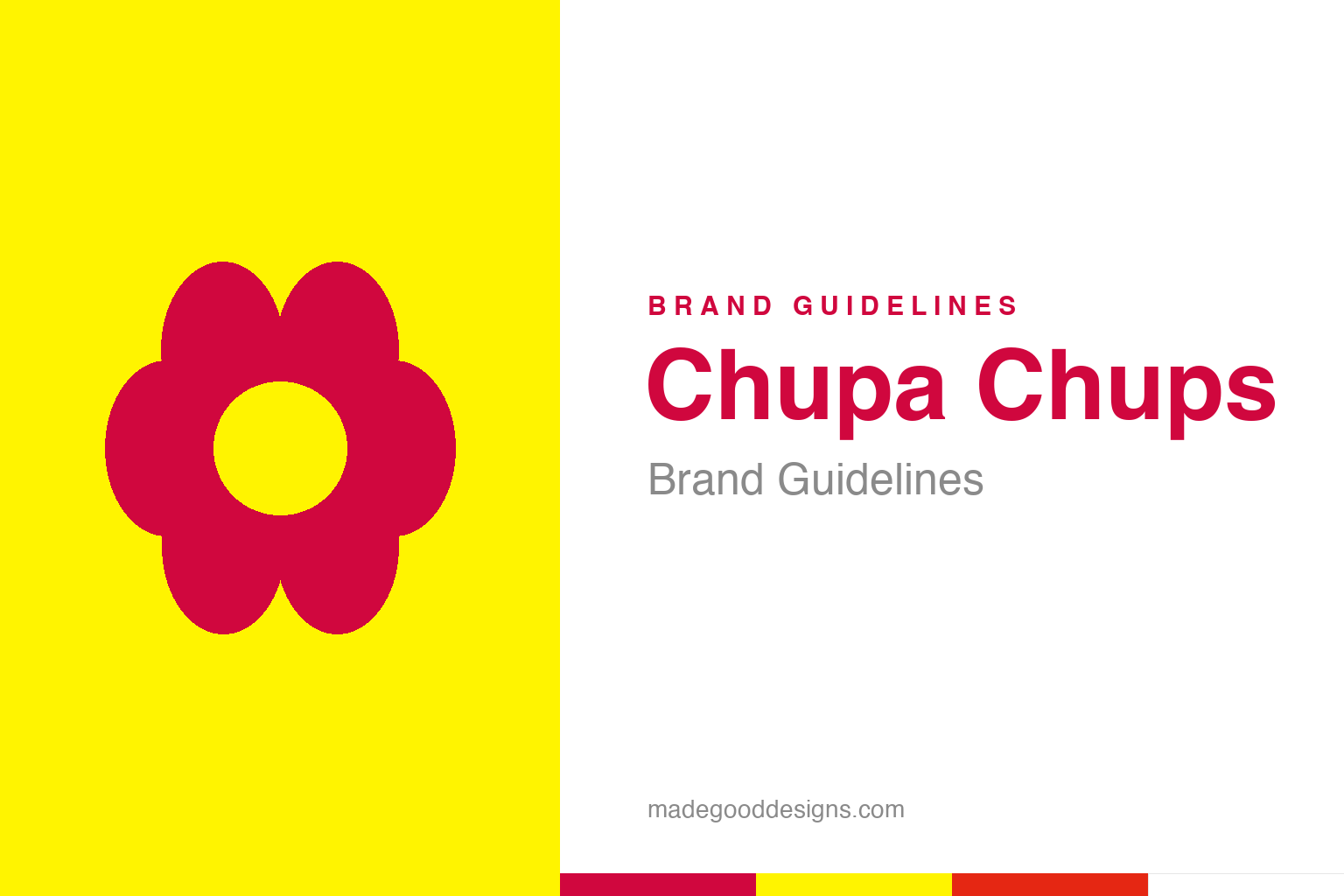 Abstract red blossom on yellow homage for a Chupa Chups brand guidelines field guide