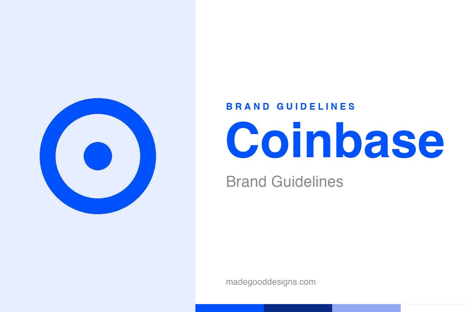 Abstract blue coin ring with a dot homage for a Coinbase brand guidelines field guide