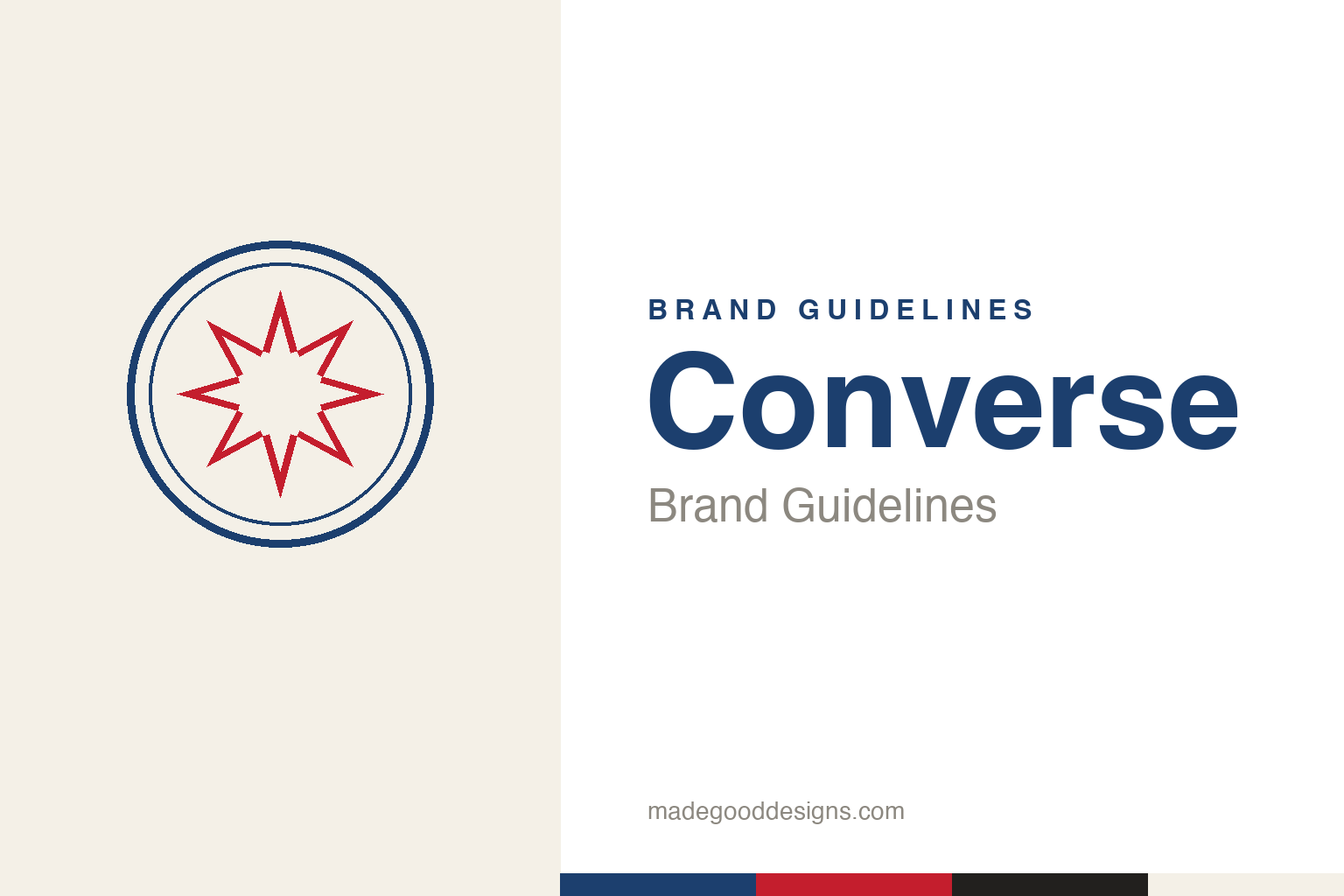 Converse brand guidelines — an eight-point outline star medallion, the All Star patch, the Chuck Taylor signature, and the 1908 founding