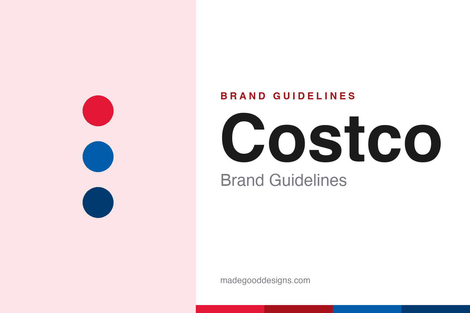 Costco brand guidelines — abstract red-and-blue homage cover (palette dots and swatches; not the Costco logo)