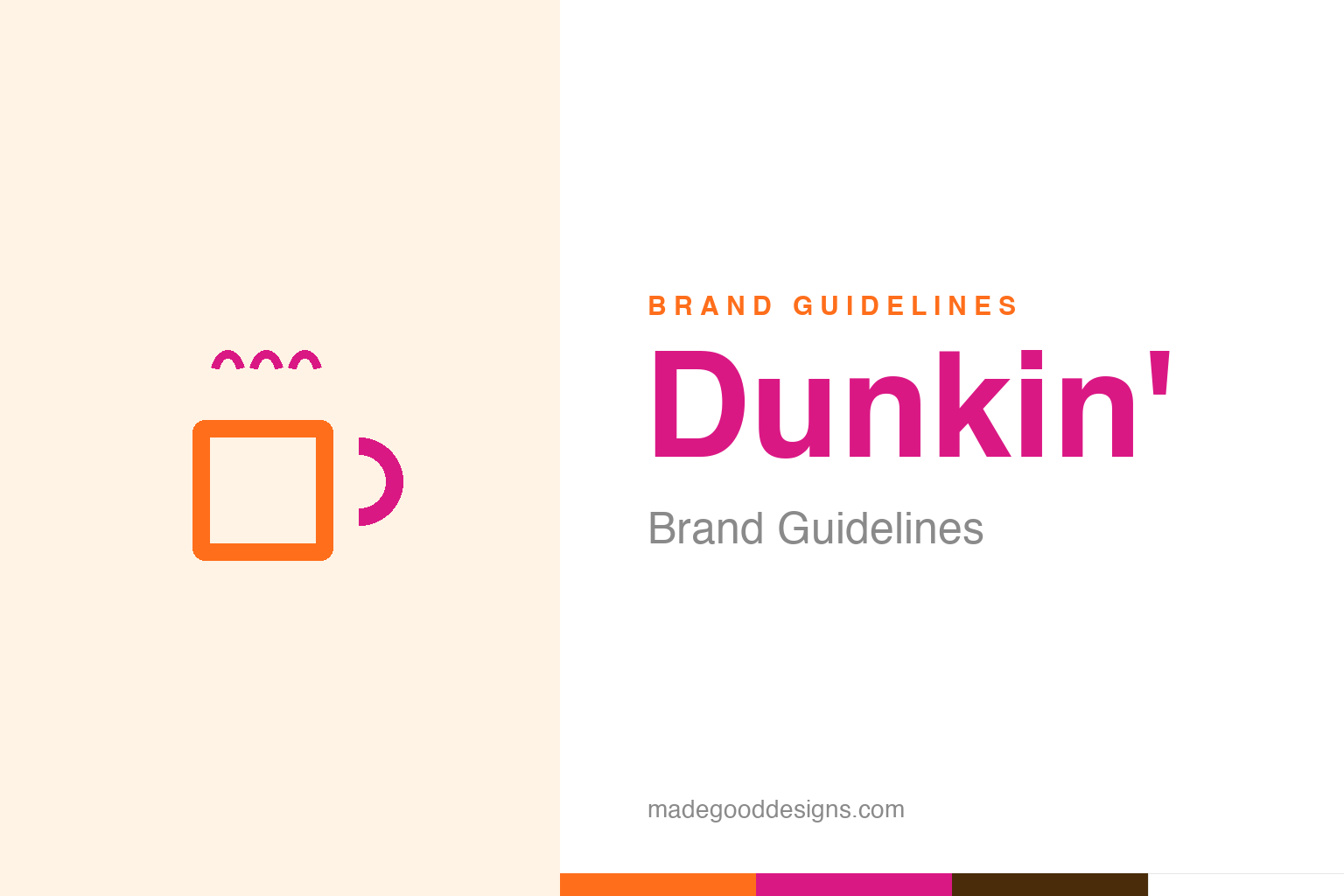 An abstract pink-and-orange coffee cup — a trademark-safe homage to Dunkin'