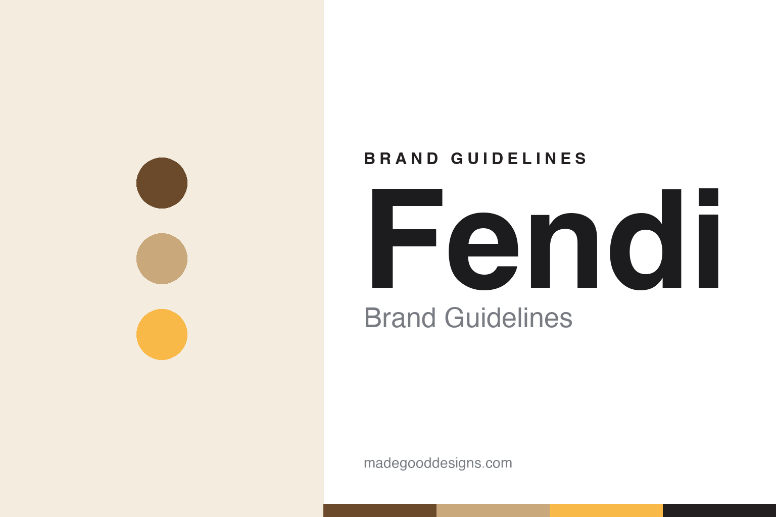 Fendi brand guidelines cover — abstract brown and tan palette homage