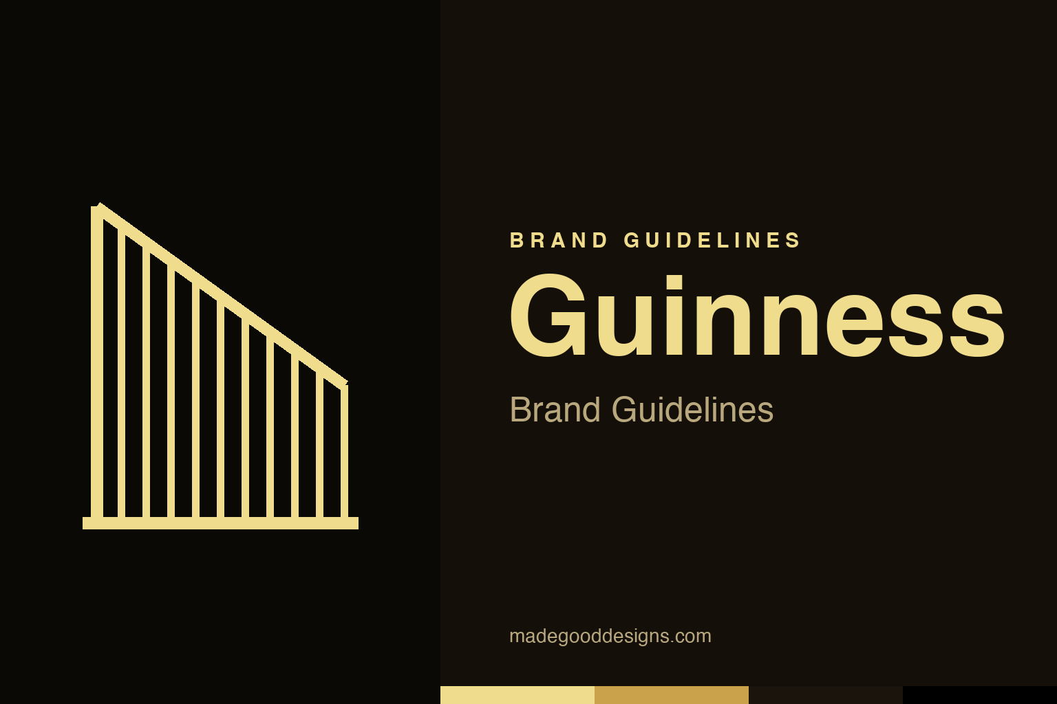 Abstract gold harp-strings homage for a Guinness brand guidelines field guide on black