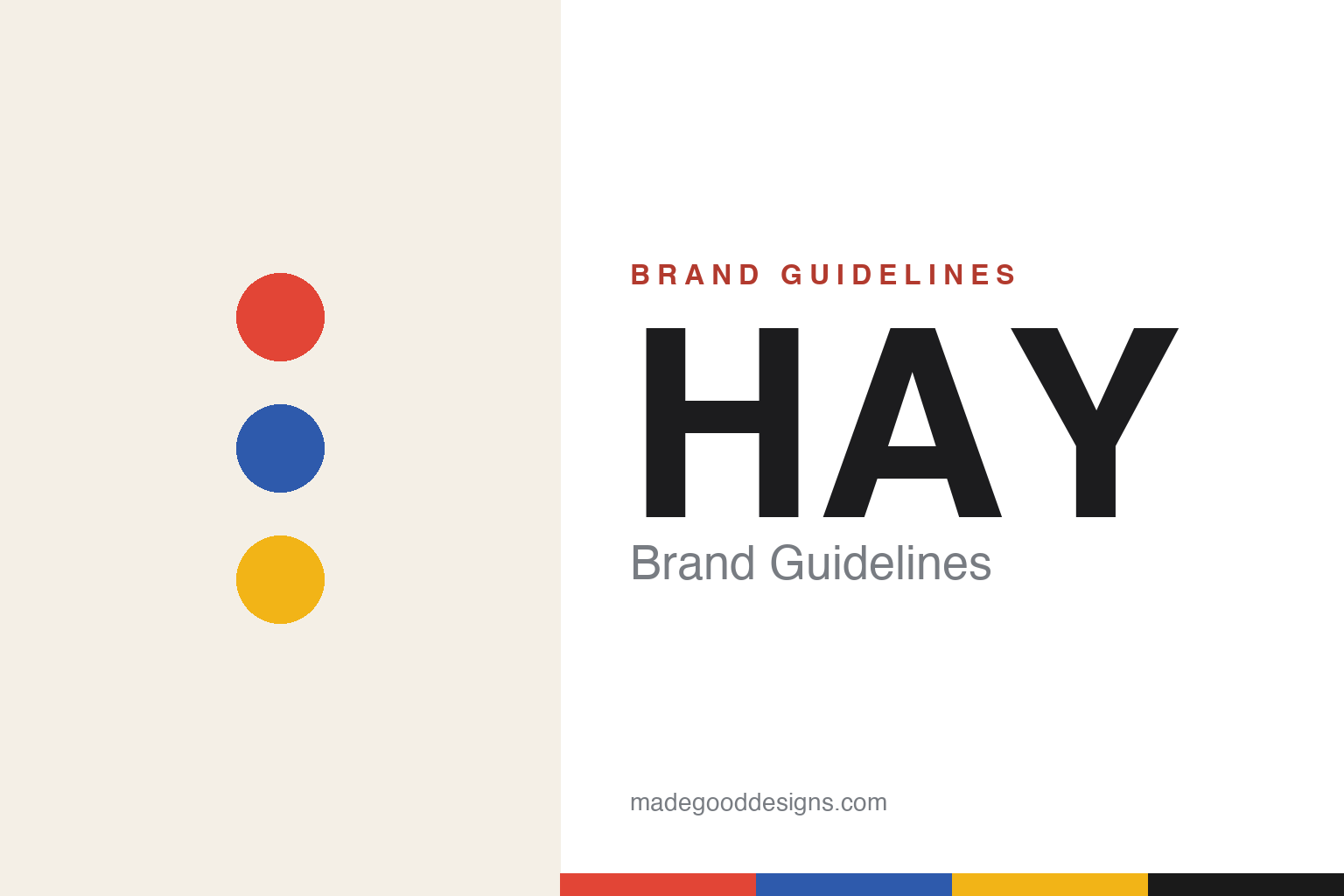 HAY brand guidelines — bold democratic-design colour homage