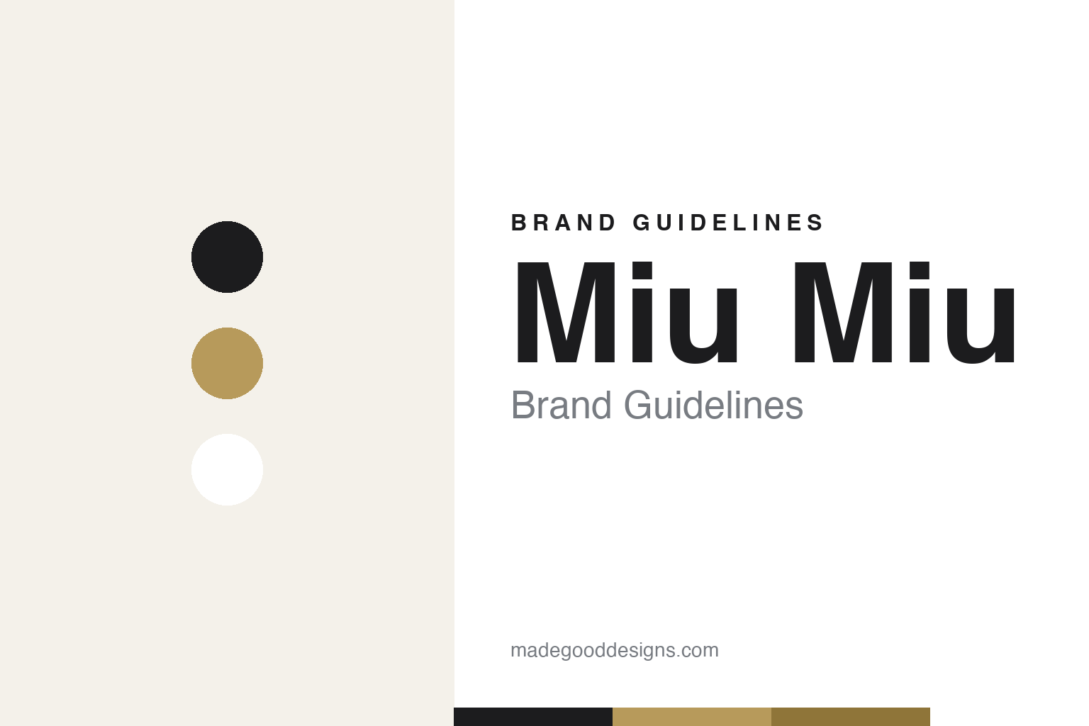 Miu Miu brand guidelines — abstract ink-and-gold homage cover