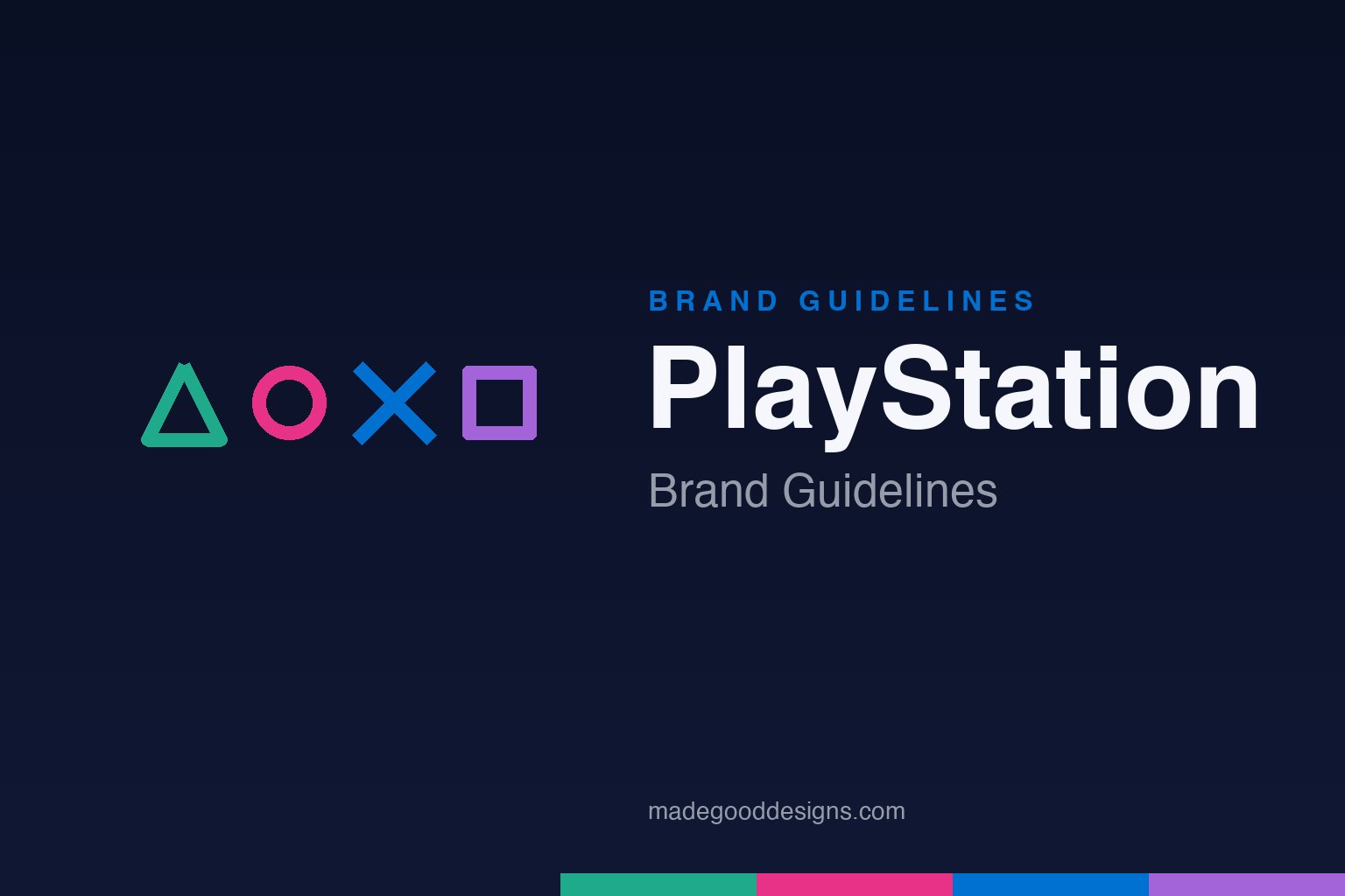 PlayStation brand guidelines — the real meaning of the four shapes, the 1994 3D logo by Manabu Sakamoto, and the monochrome master brand