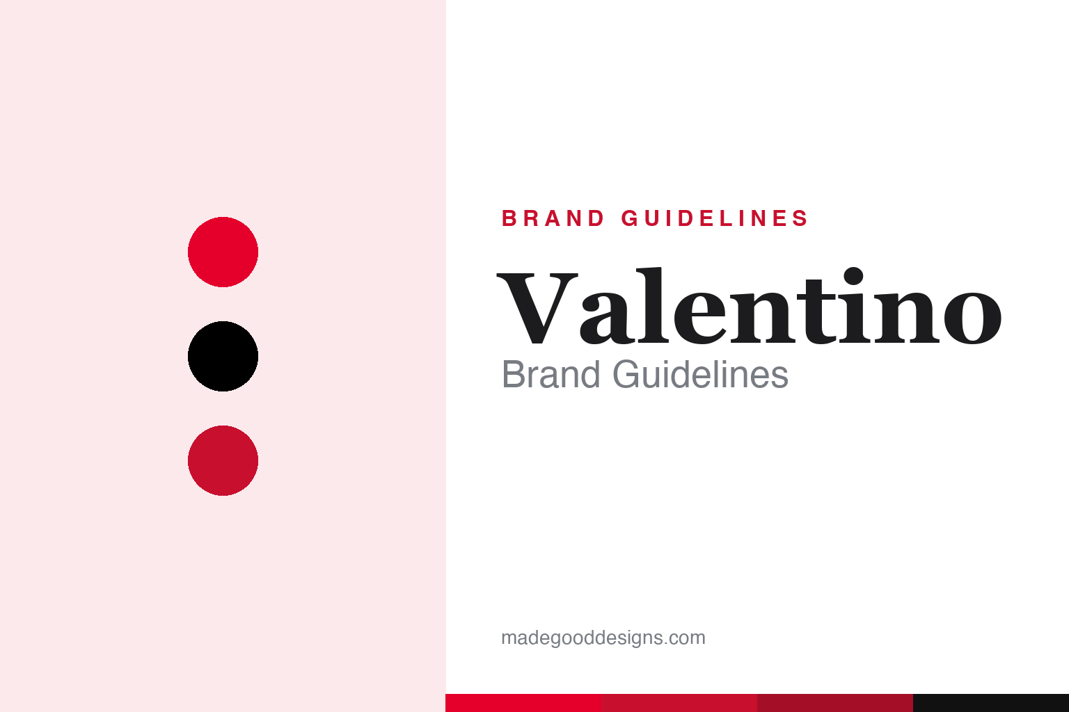 Valentino brand guidelines cover — abstract Rosso Valentino red palette homage