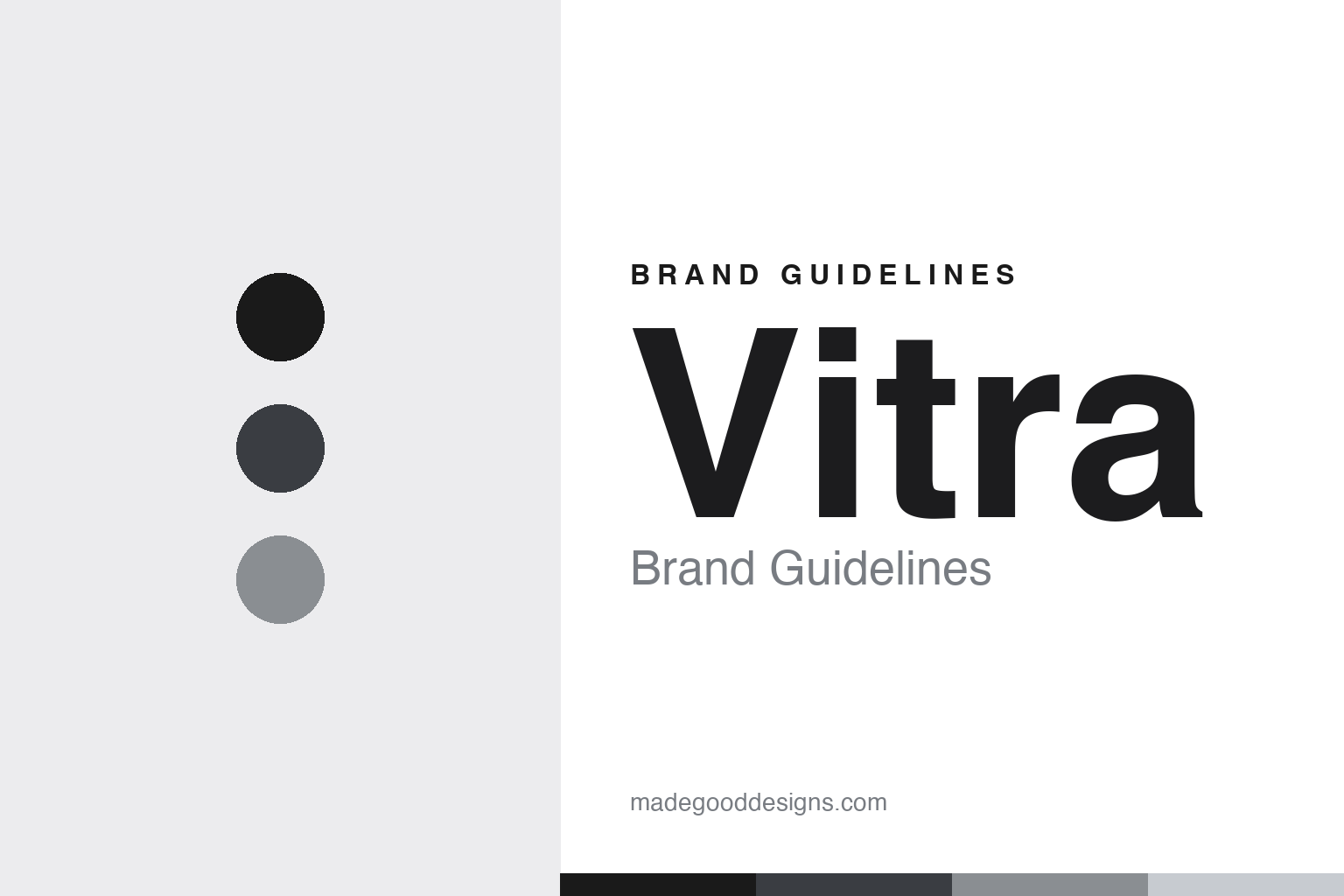 Vitra brand guidelines — ink-and-grey Futura-family homage