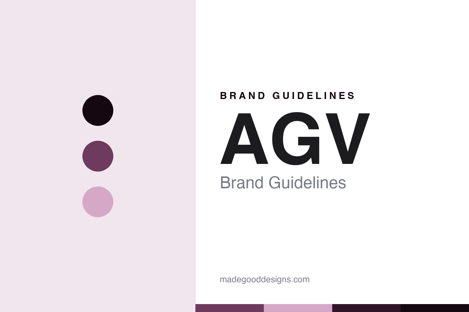 Abstract brand guidelines cover for AGV, plum colour discs with a shell and visor texture, an original homage with no helmet or logo.