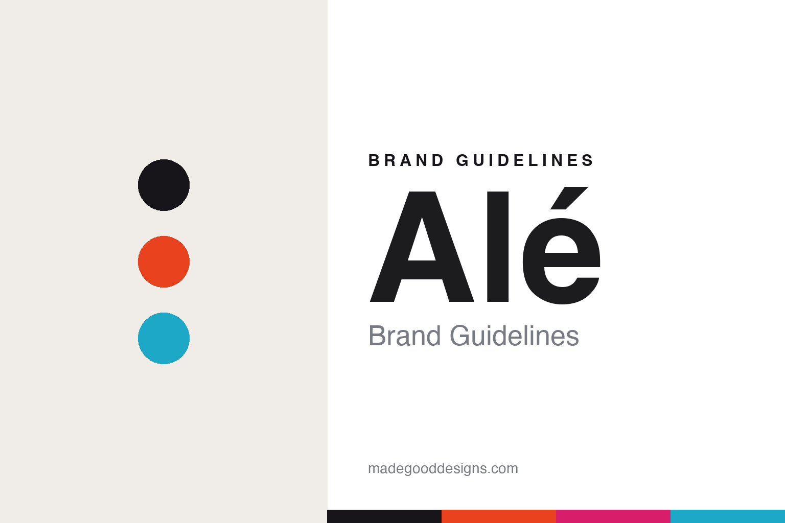 Ale brand guidelines cover — abstract colour-forward disc homage (not the Ale logo)