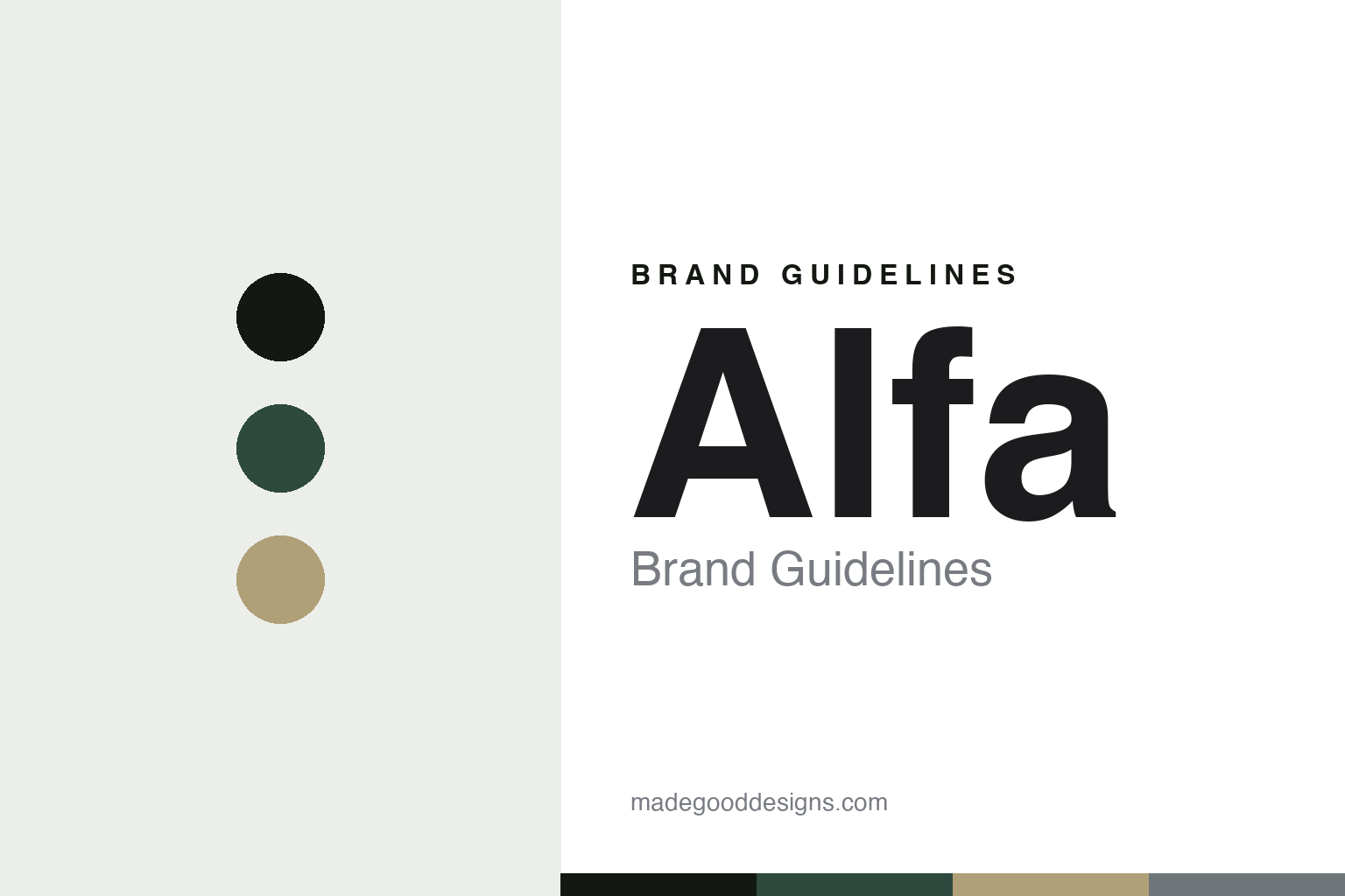 Alfa brand guidelines — abstract colour-disc homage cover (spruce and birch)
