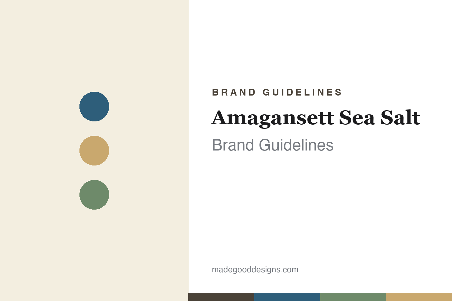 Abstract homage to Amagansett Sea Salt: coastal Atlantic-blue, sand and dune-green discs and swatches (not an Amagansett logo)