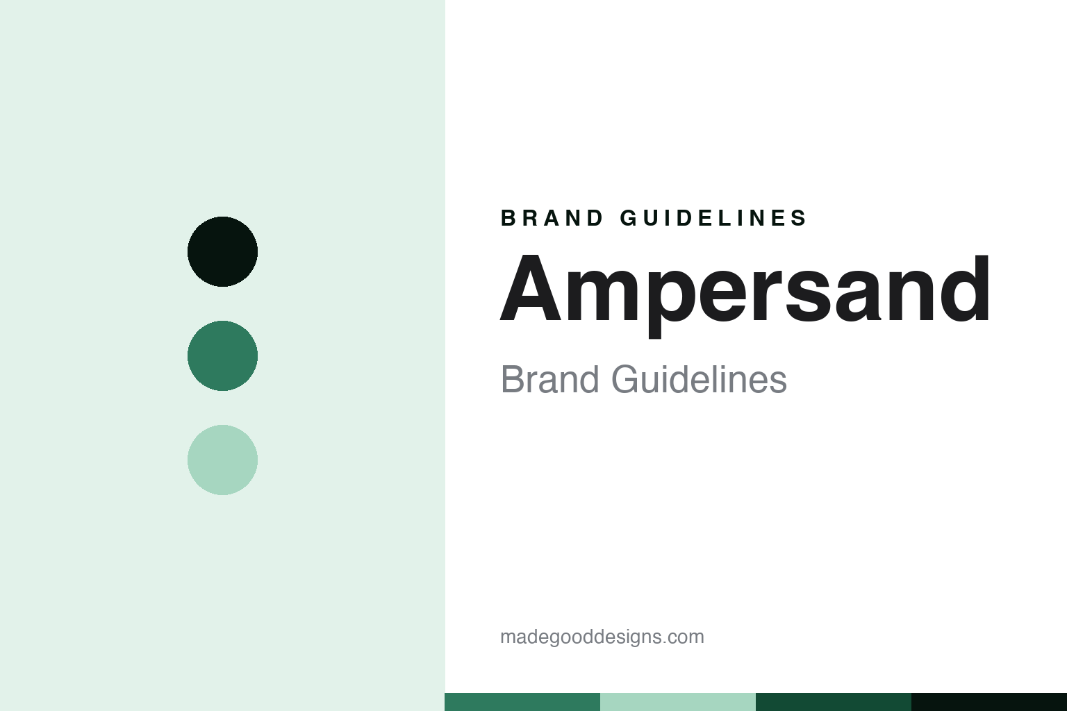 Ampersand brand guidelines cover - abstract viridian colour discs and gesso-ground texture