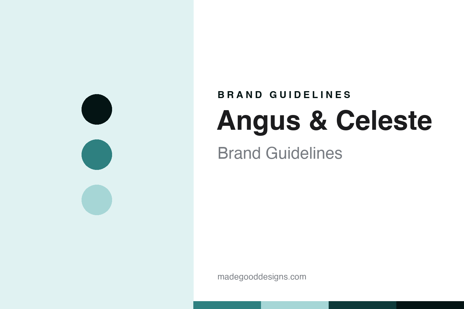 Angus and Celeste brand guidelines cover - abstract studio teal discs and glazed ceramic texture homage, no planter or logo