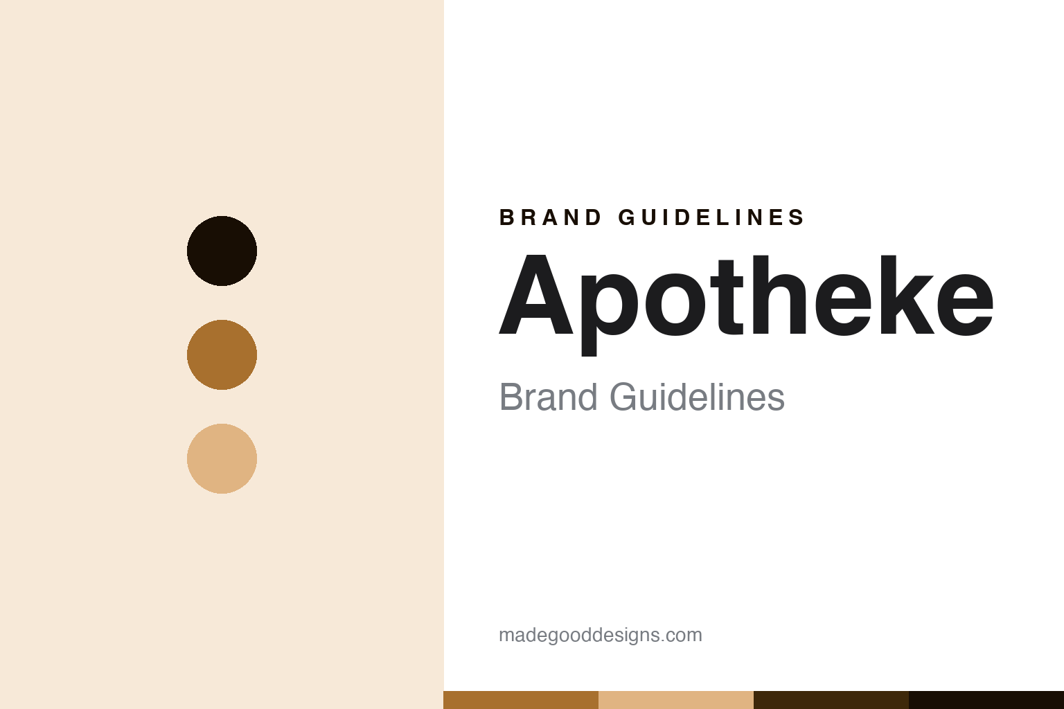 Apotheke brand guidelines — abstract homage cover in amber and sand with an apothecary-sans register
