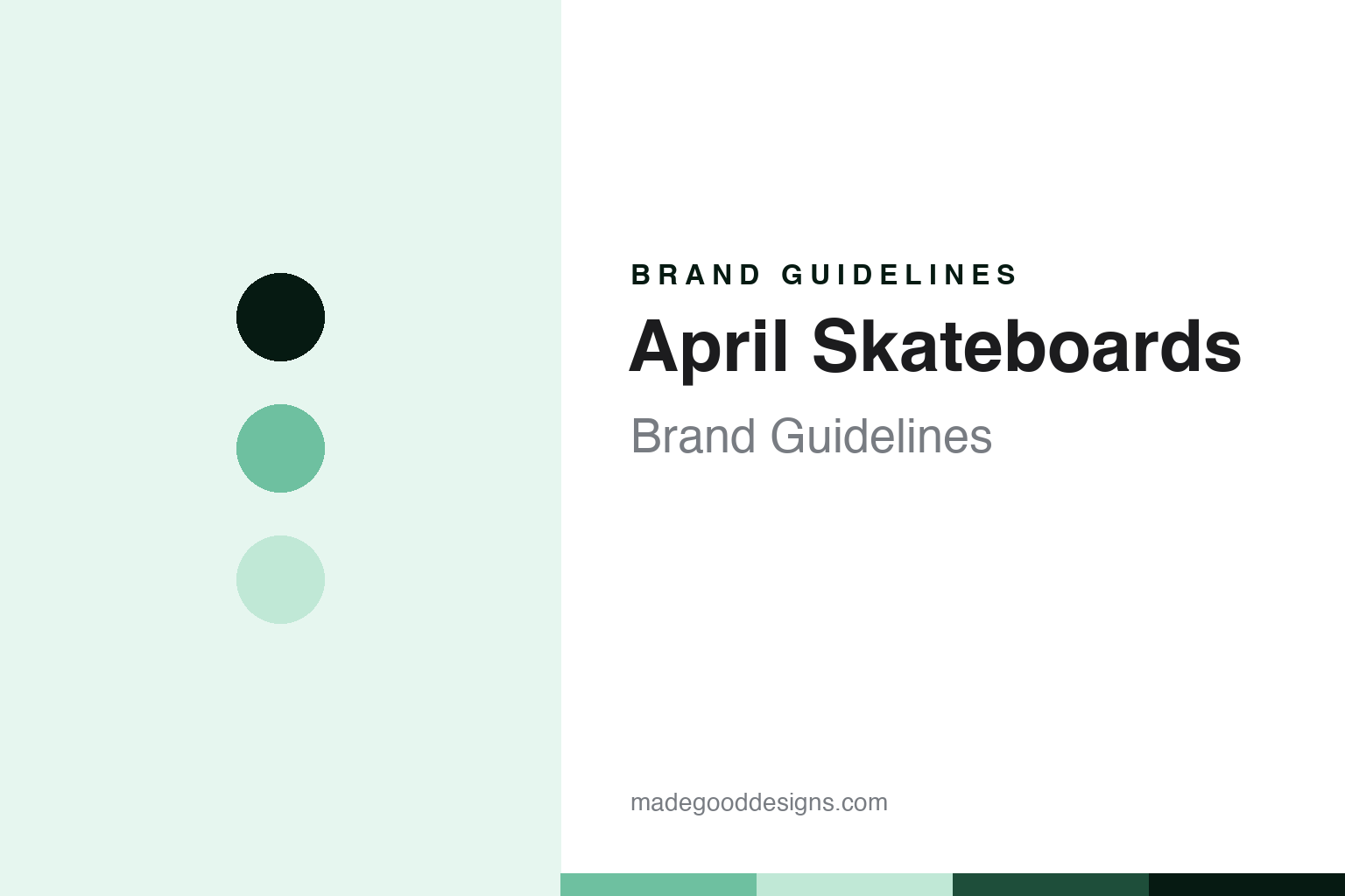 April Skateboards brand guidelines cover - abstract mint colour discs on maple veneer texture, unofficial homage