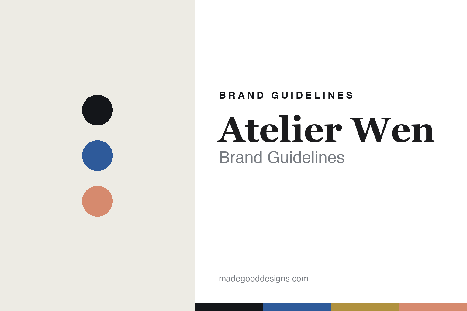 Atelier Wen brand guidelines — abstract colour-disc homage cover (porcelain blue and salmon)