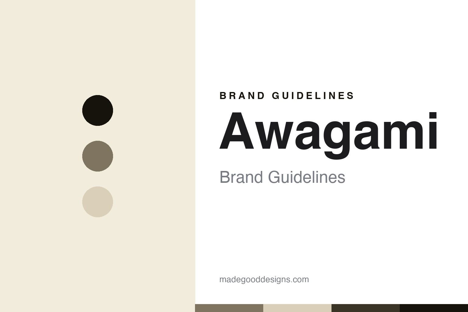Awagami brand guidelines cover, abstract colour discs and washi-fibre texture in kozo flax