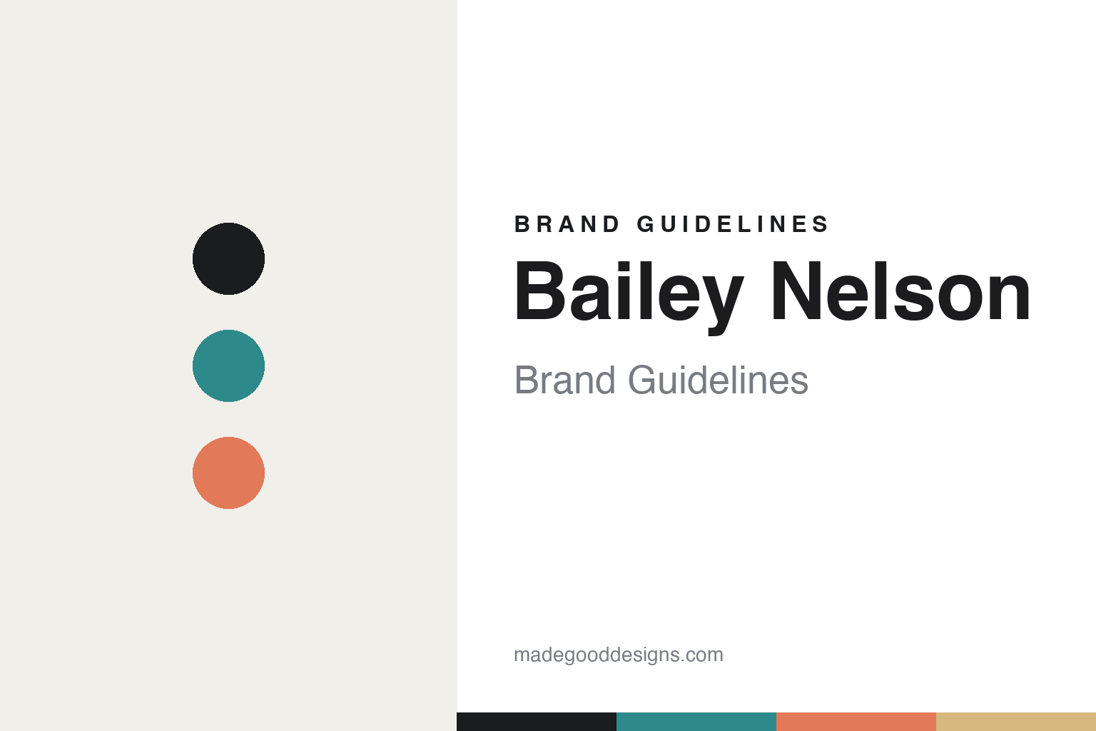 Bailey Nelson brand guidelines — abstract colour-disc homage (coastal teal and coral), not the Bailey Nelson identity