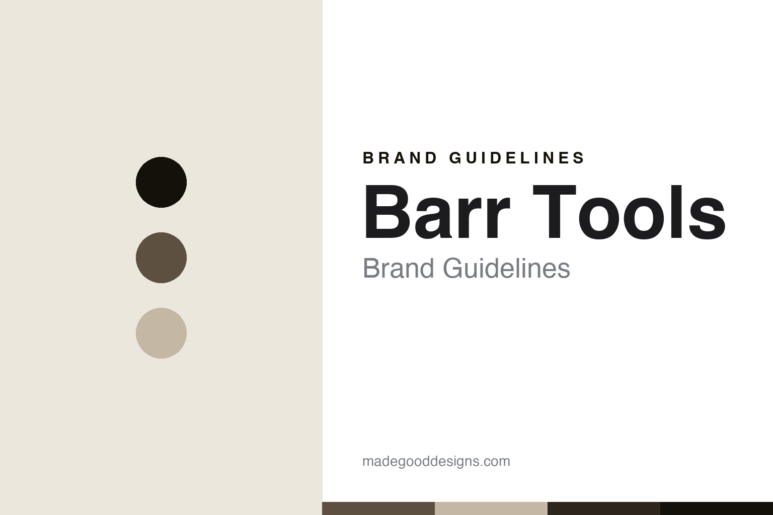 Barr Tools brand guidelines cover — abstract forged-brown and ash colour discs and forged-steel/wood texture (homage; not a Barr tool or logo)
