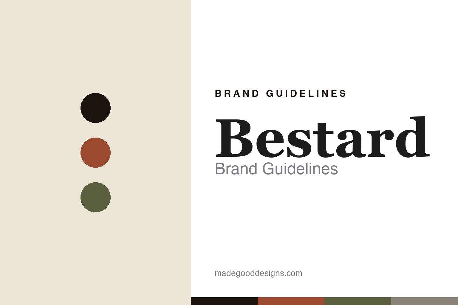 Bestard brand guidelines — abstract colour-disc homage cover (terracotta and olive)