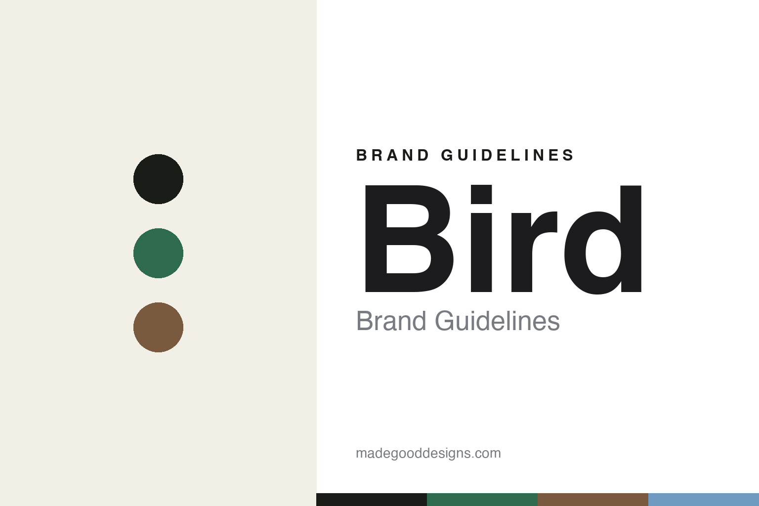 Bird brand guidelines — abstract colour-disc homage (forest and bark), not the Bird identity