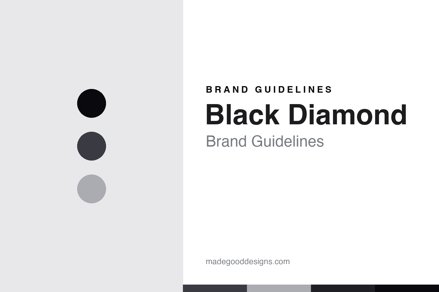 Black Diamond brand guidelines — abstract homage cover in diamond graphite and silver, cam-sans register