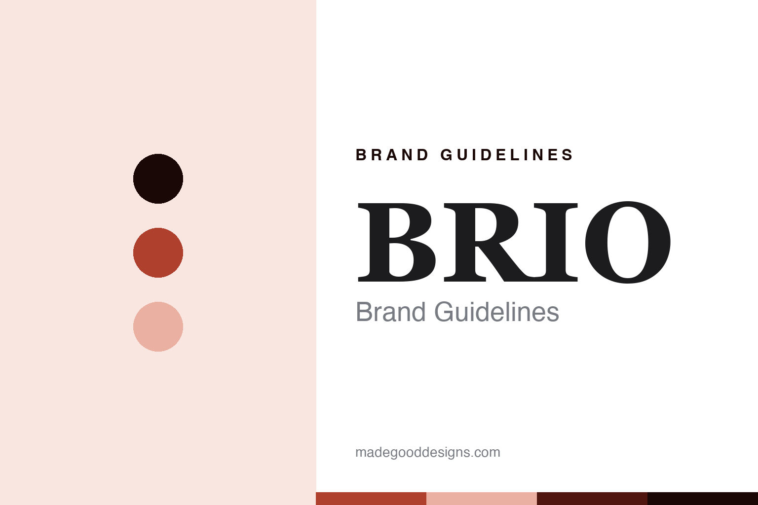 Abstract brand guidelines cover for BRIO, Swedish red colour discs with a beech and grain texture, an original homage with no train or logo.