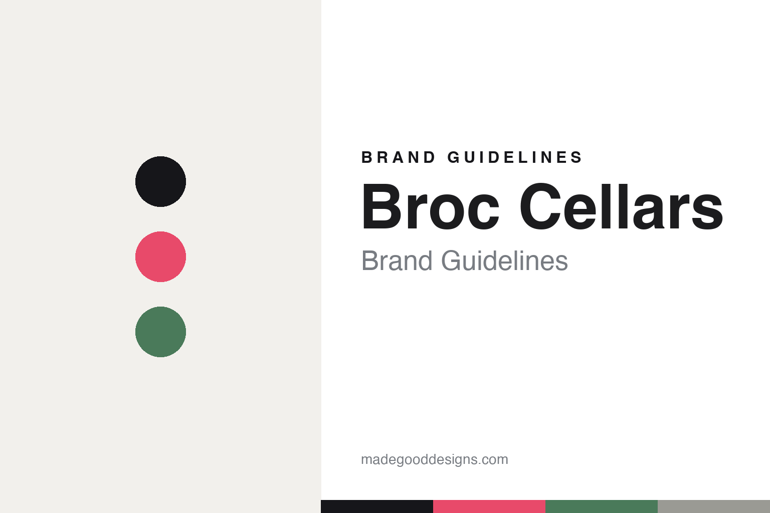 Broc Cellars brand guidelines cover — abstract colour-disc homage