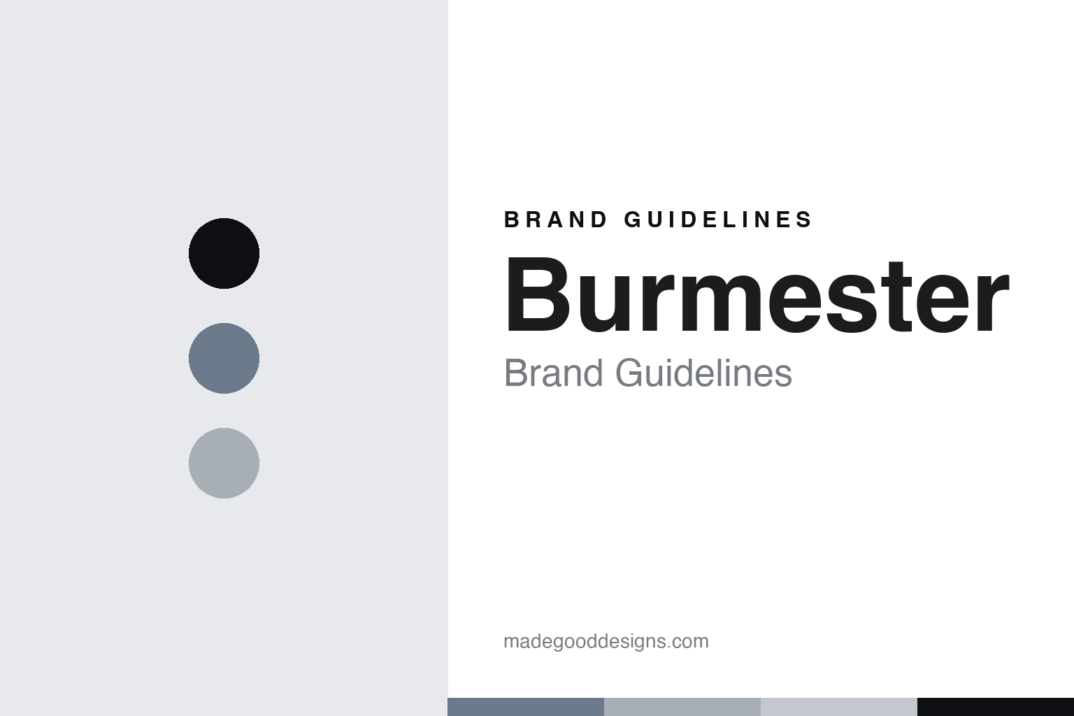Burmester brand guidelines cover — abstract colour discs and palette band (design homage, not a Burmester asset)