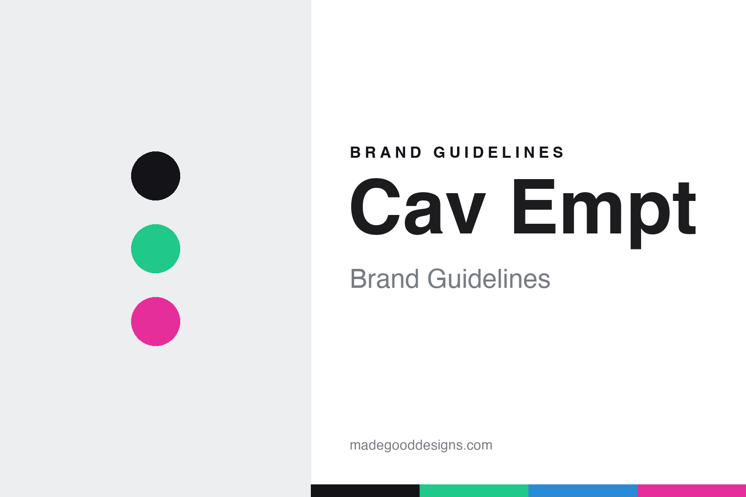 Cav Empt brand guidelines cover — abstract cyberpunk colour discs (ink, acid green, glitch magenta), not the Cav Empt logo